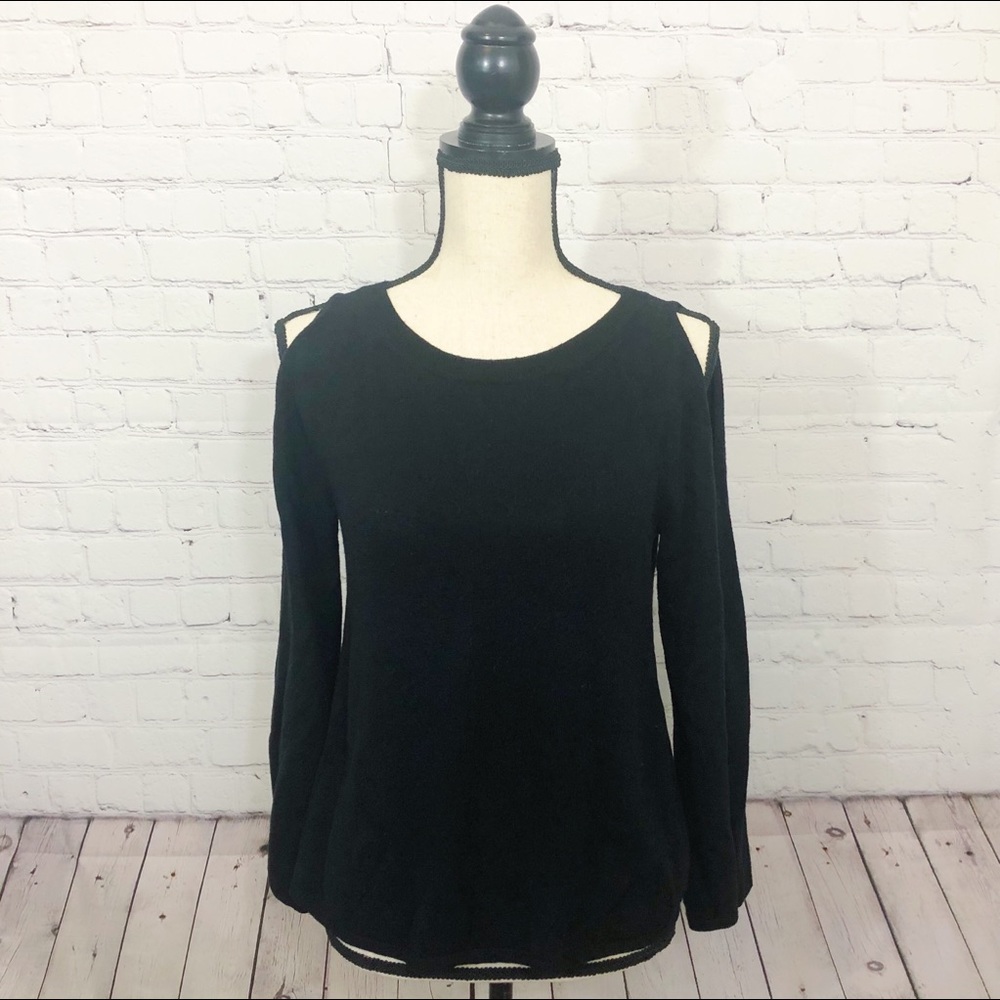 GAP Black Cold-Shoulder Black Sweater Size S
